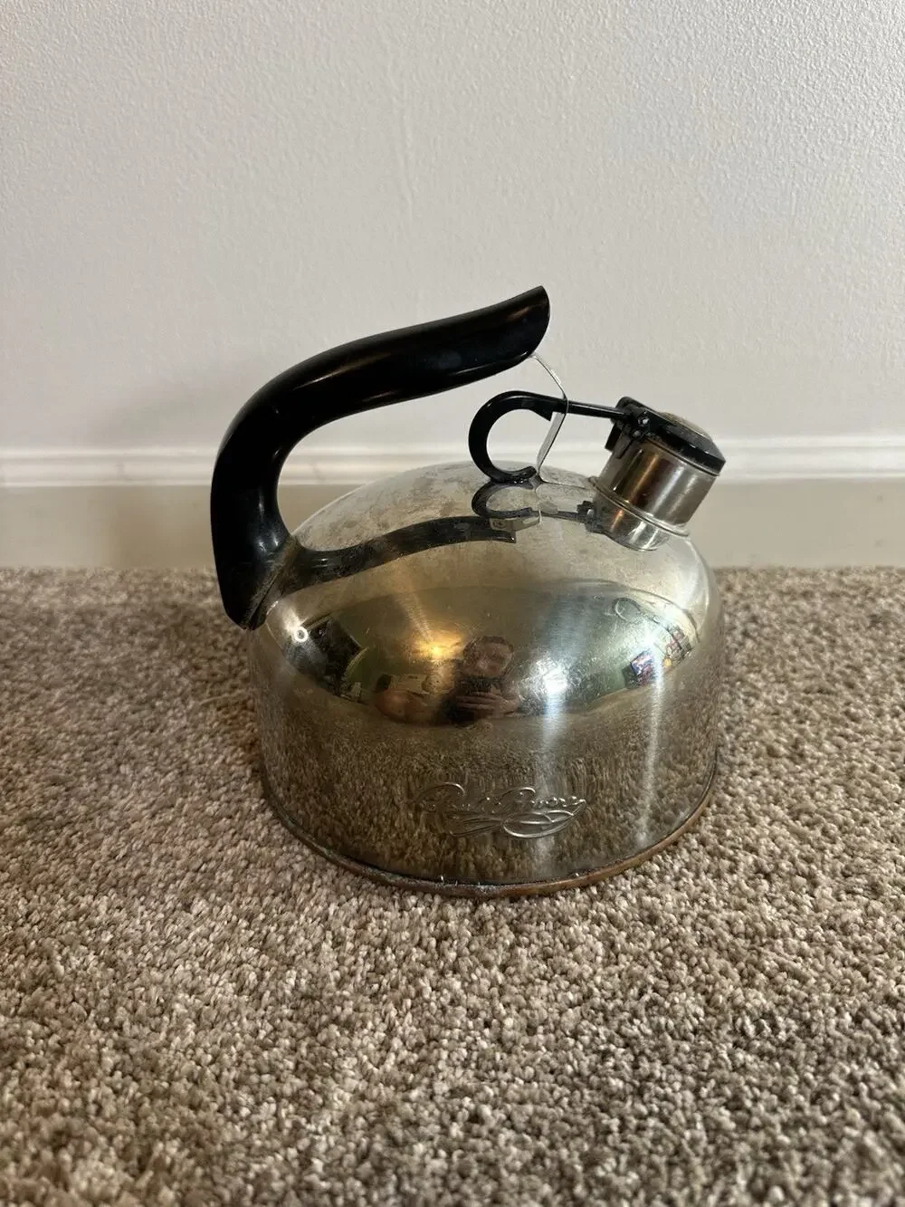 Vintage Paul Revere Ware Whistling Tea Kettle Copper Bottom 2 Qt